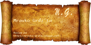 Mravko Gréta névjegykártya